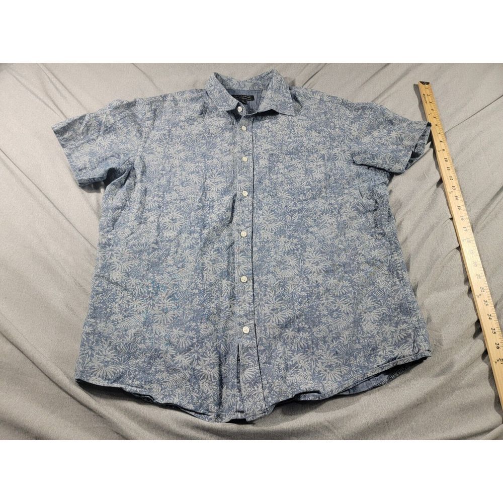 Banana Republic Soft Wash Denim S/S Button Up Shirt Men XL Tropical Jungle Print - Picture 2 of 7